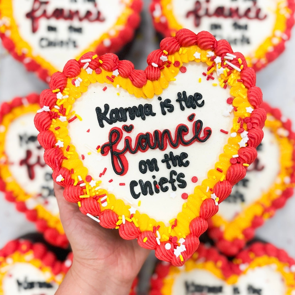 Karma is the FIANCE Heart Cake