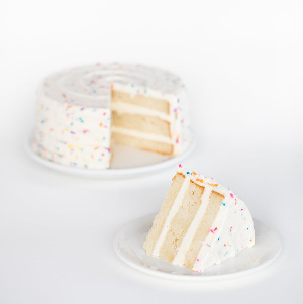 Vanilla Cream Cake with Sprinkles