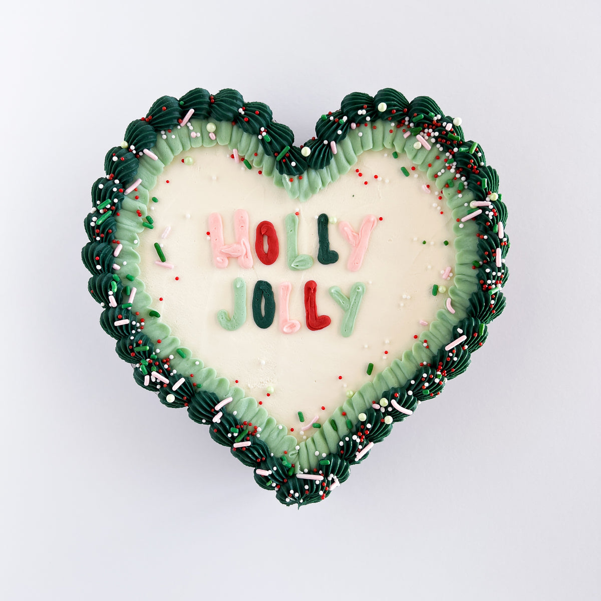 Holly Jolly Heart Cake