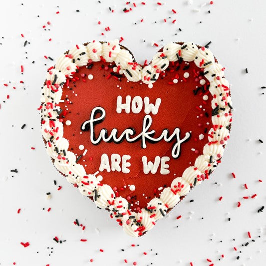 How Lucky Are We Heart Cake