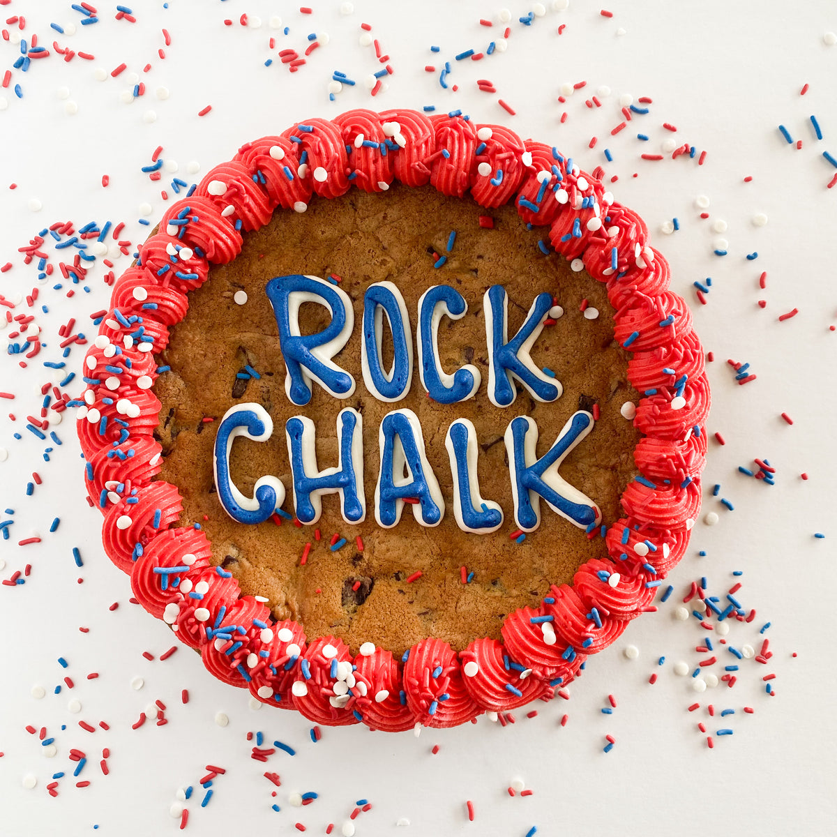 Rock Chalk Cookie Cake