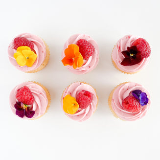 Floral Lemon Raspberry Cupcakes
