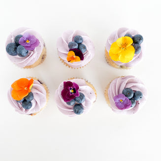 Floral Lemon Blueberry Cupcakes