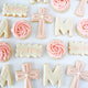 thumbnail for Blue or Pink Cross + Letter Sugar Cookies